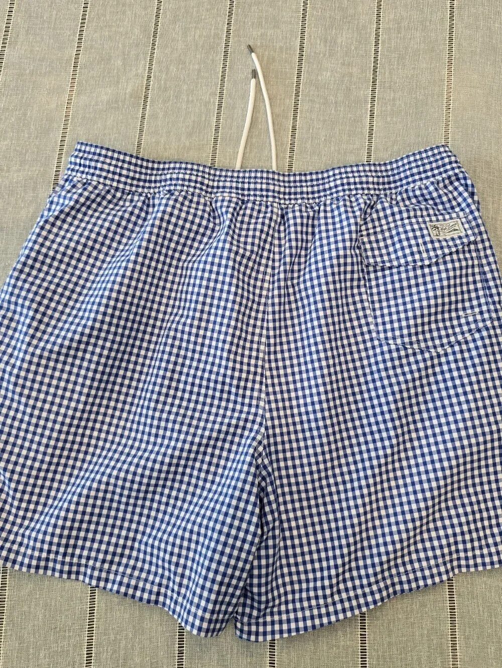 Polo Ralph Lauren Mens Gingham Swim Trunks Blue White 2xB